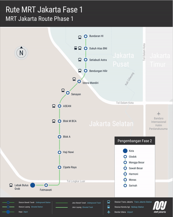 Rute MRT Jakarta Fase 1